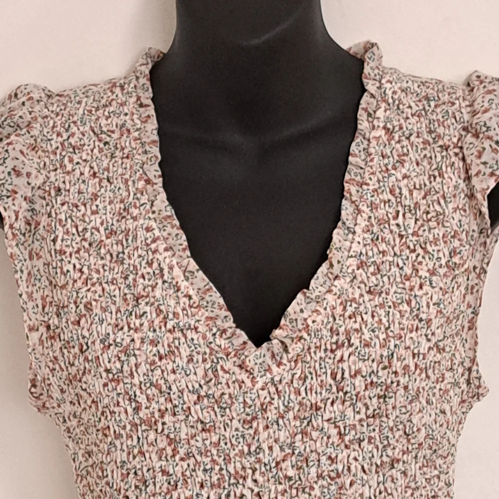 Promesa Floral BOHO Praire Chic Smocked Sleeveless Blouse Misses Size Small - Picture 3 of 7